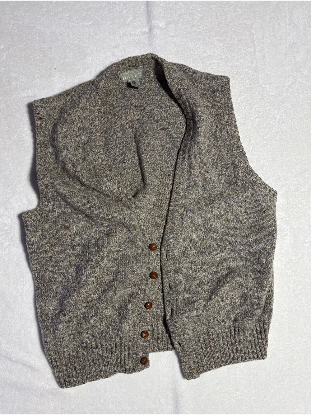 Men's Gray Tweed Wool Button Vest